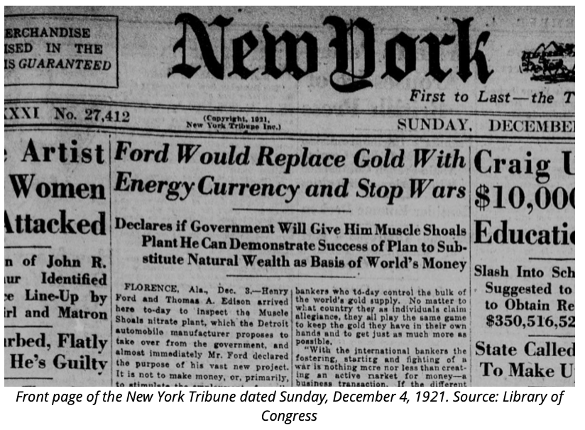 100 years ago, Henry Ford proposed ‘energy currency’ to replace gold